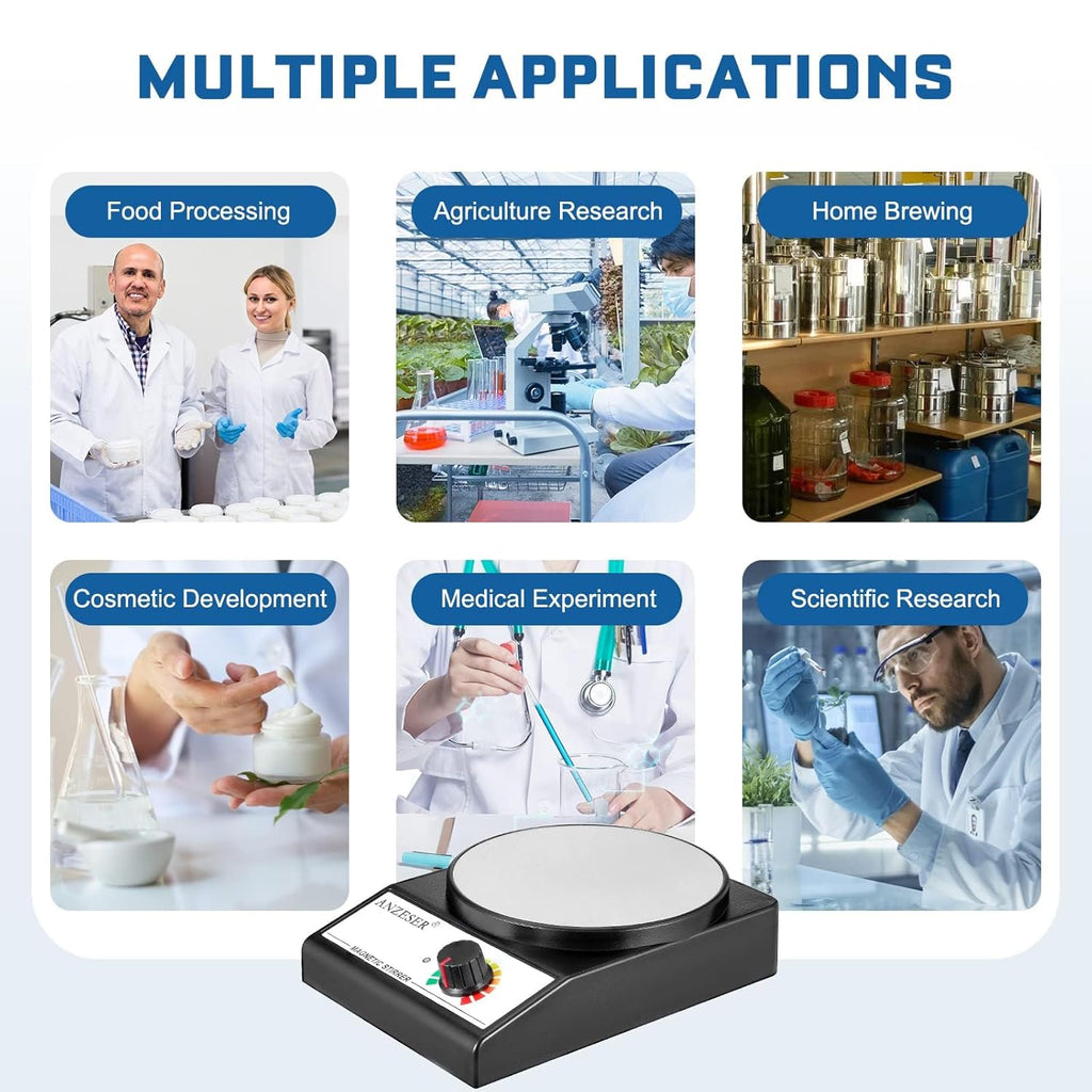 Magnetic Stirrer with 4PCS Stir Bars Set Stir Plate with Stir Bar Retriever (W/O Heating) 3000Ml Magnetic Mixer 3000RPM Lab Stirrer