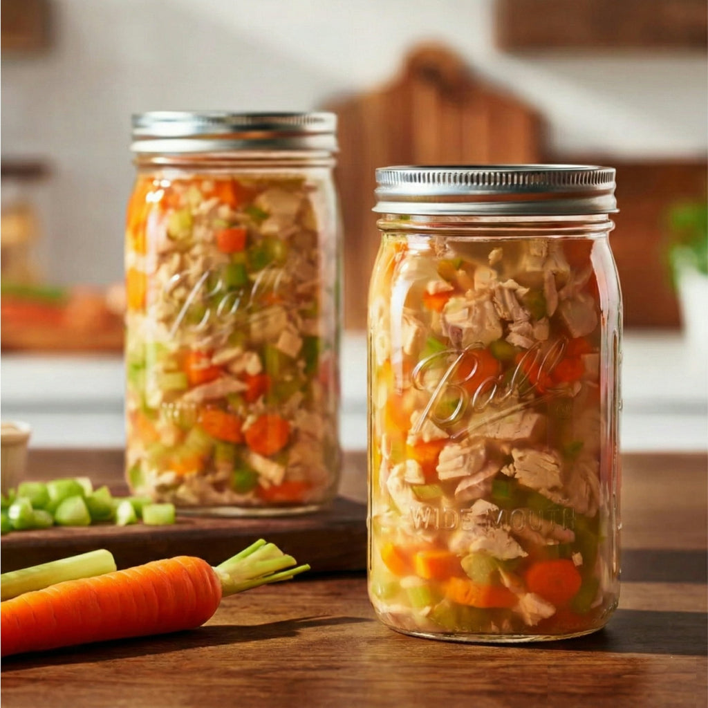 32 Oz Mason Jars, Wide Mouth Quart Canning Jars with Lids and Rings, 12-Pack Lar