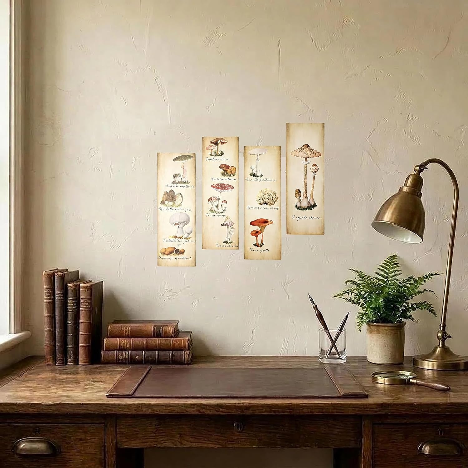 4 Pack Mushroom Wall Posters & Prints Rustic Vintage Aesthetic Mushroom Decor & Decorations for Kitchen, Bathroom, Living Room, Bedroom & Office