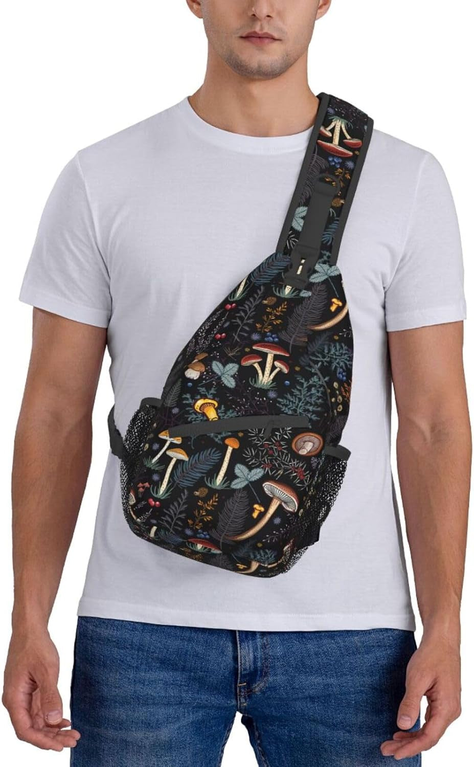 Mushroom Gifts Mushroom Backpack Crossbody Bag Sling Bag for Women Men Travel Hiking Daypack Chest Shoulder