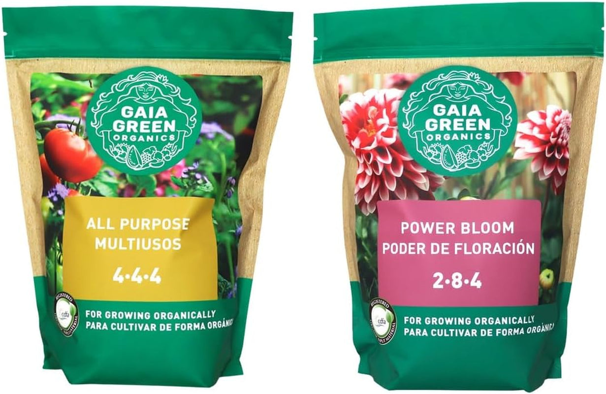 Gaia Green Power Bloom and All Purpose Organic Plant Nutrients Fertilizer and  Feeding Chart, 2.2KG Bundle Set