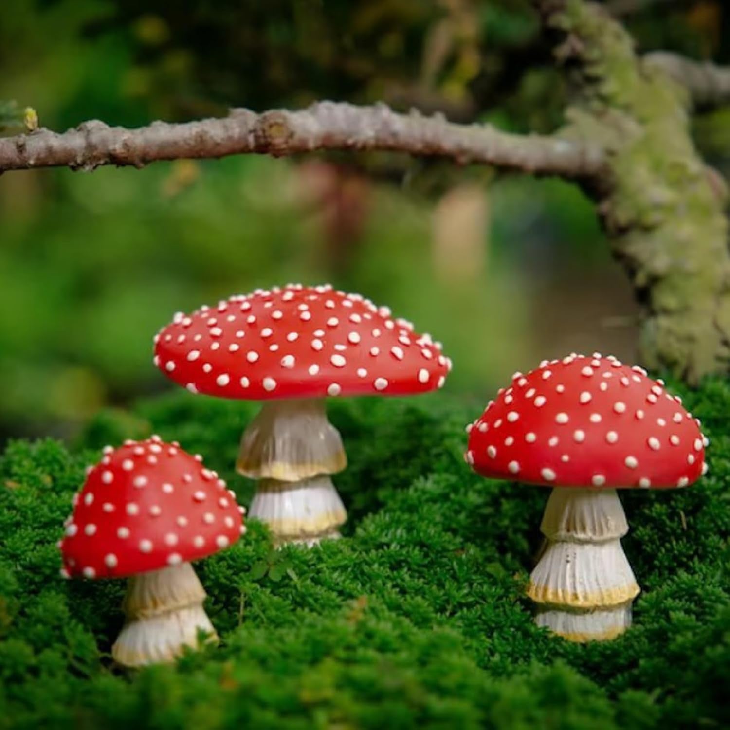 Glow in the Dark Mushroom, Set of 3 Mushroom Decor Decorations for Garden Yard, Mushroom Tree Decorations Outdoor, Mushroom Statue Figurines, Fairy Garden Decor Accessories - Garden Stakes
