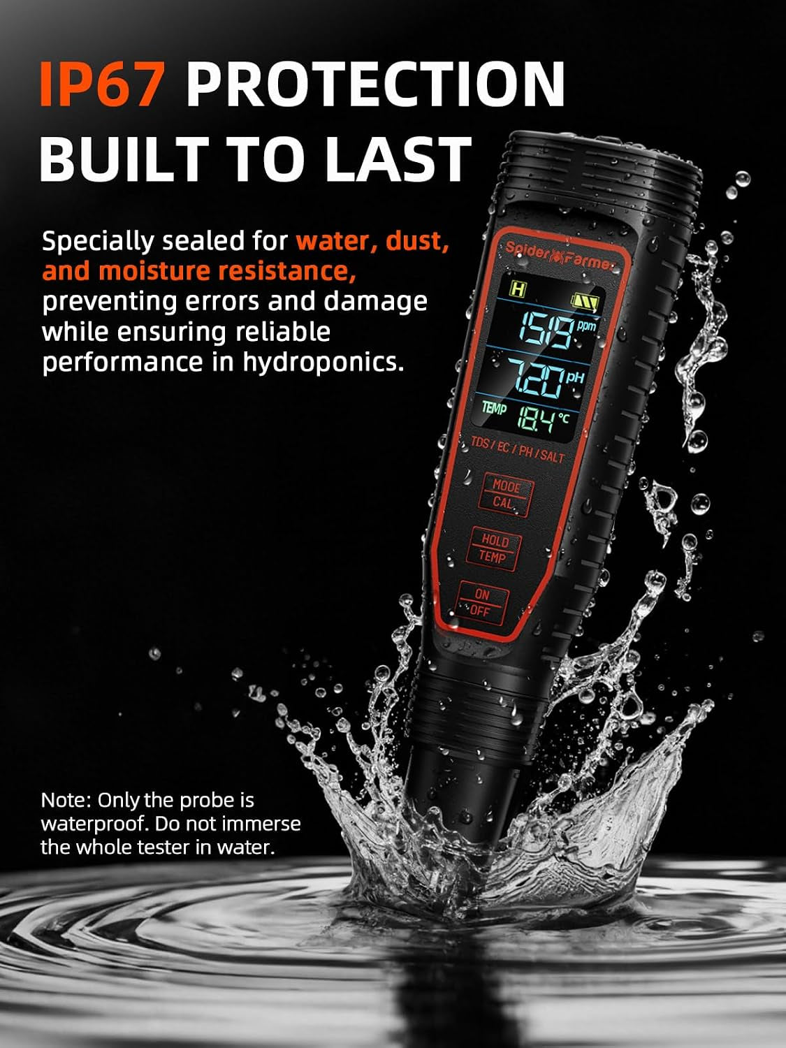 5-In-1 Digital Ph Meter Kit for Water, TDS EC Temperature Salinity Tester with ATC Rechargeable for Plants Hydroponics Pool Fish Tank and Aquarium (IP67 Waterproof)
