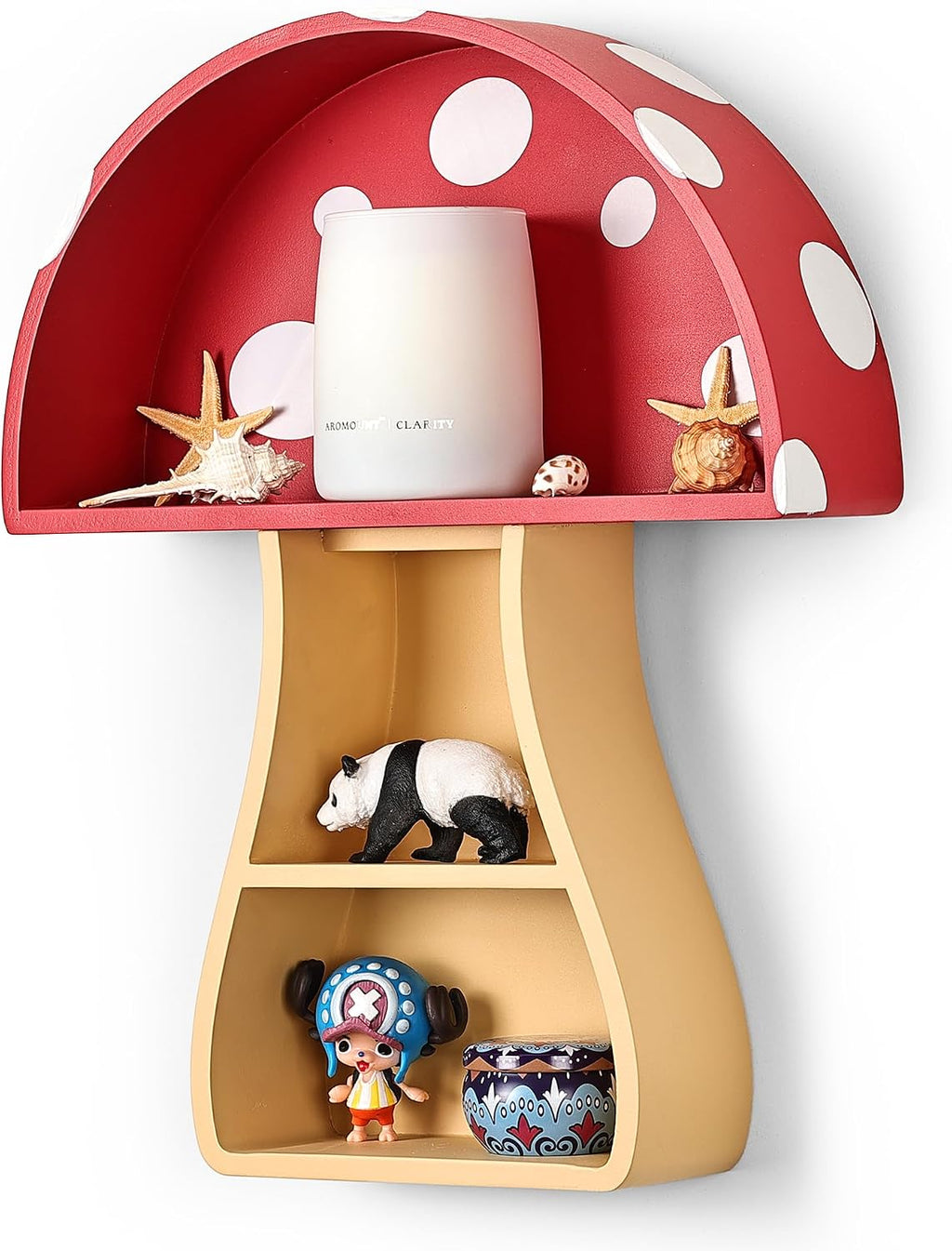 Floating Mushroom Shelf, Fun & Whimsical Wall Decor for Nursery, Bedroom, Kitchen & Bathroom, Unique Wall Shelves for Living Room - Adorable Mushroom Stuff & Room Decor, Ideal for Gifts