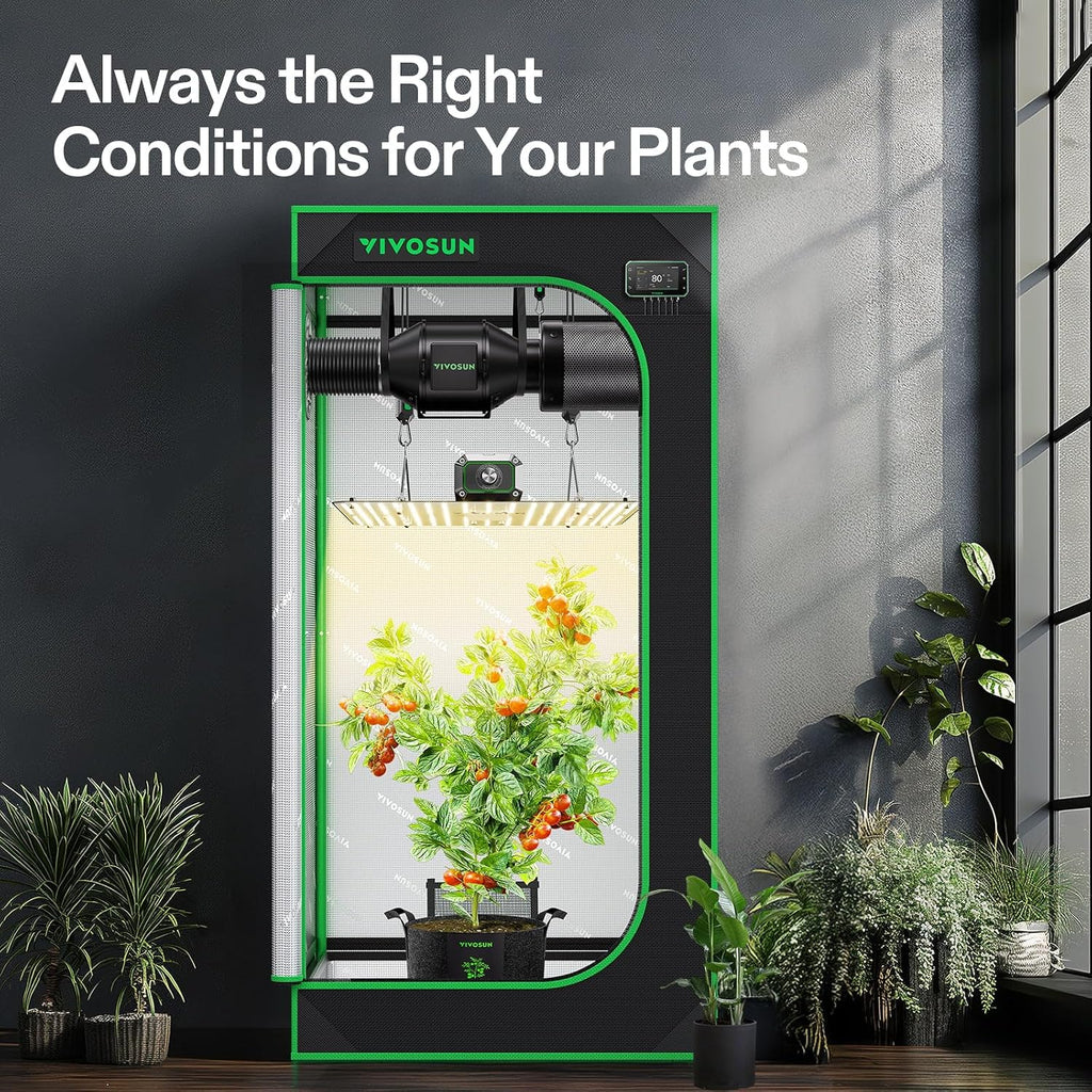 VIVOSUN GIY Smart Grow Tent System 2X2, Wifi-Integrated Grow Tent Kit, with Automate Ventilation and Circulation, Schedule Full Spectrum 100W LED Grow Light, and Growhub E42A+ Controller