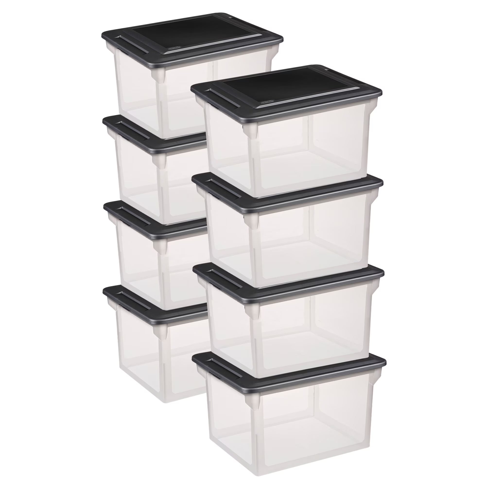 File Box - Clear Plastic Storage Bin - 8 Pack