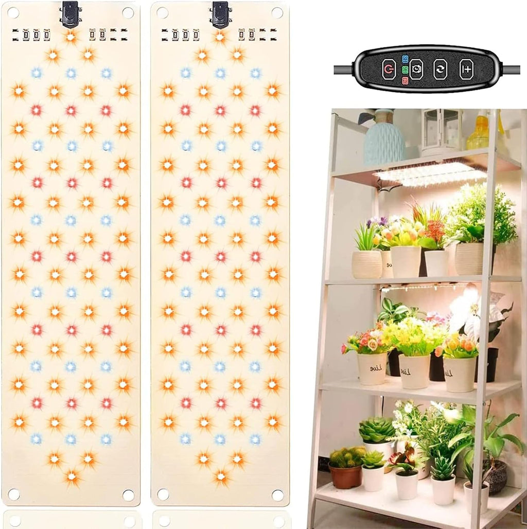 Grow Lights for Indoor Plants,Ultra-Thin Panel Grow Lamp,158Leds Full Spectrum Grow Lights for under Cabinet Plant, Grow Lamp with 3/9/12H Timer,10 Dimmable Levels for Plants Growing(2Pcs)