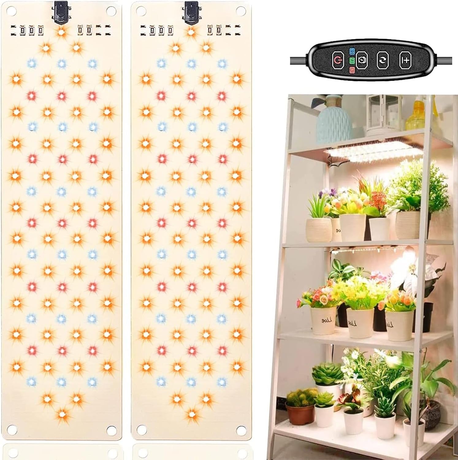 Grow Lights for Indoor Plants,Ultra-Thin Panel Grow Lamp,158Leds Full Spectrum Grow Lights for under Cabinet Plant, Grow Lamp with 3/9/12H Timer,10 Dimmable Levels for Plants Growing(2Pcs)