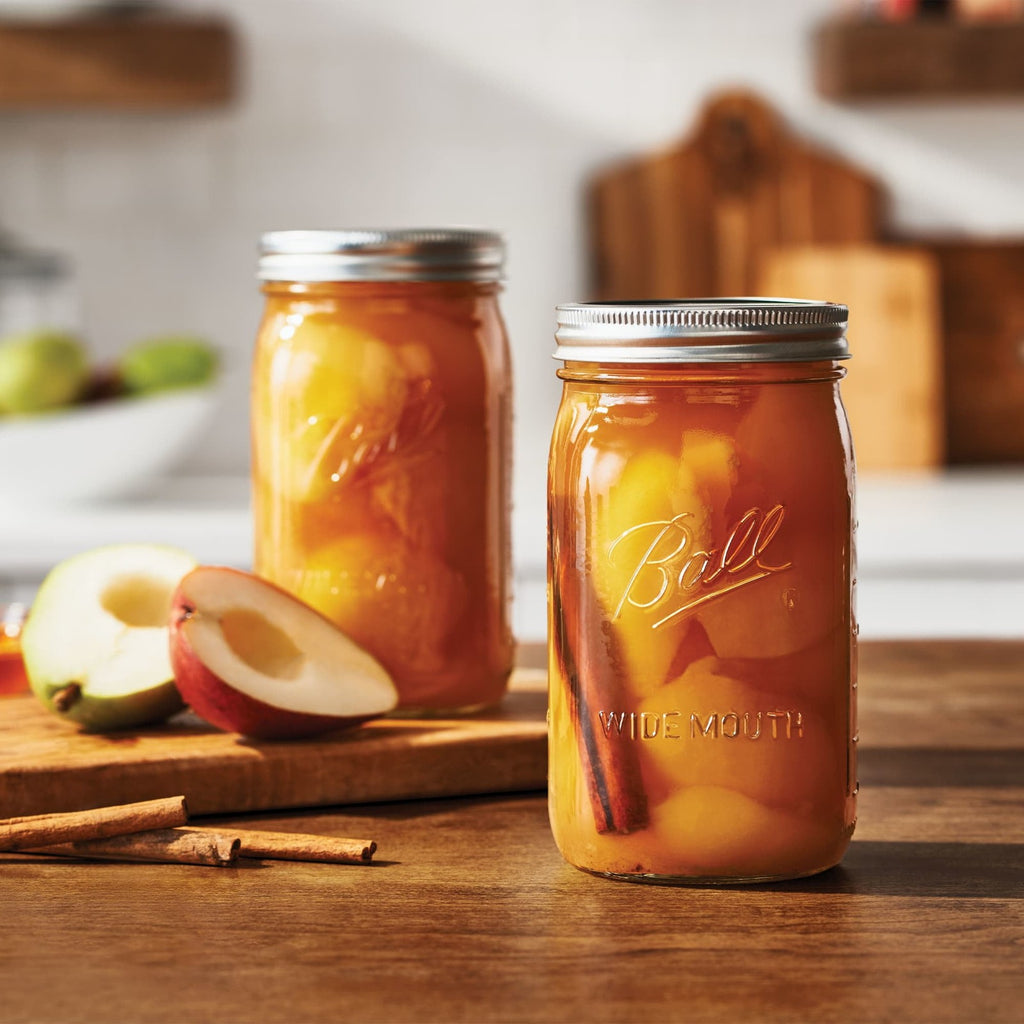 32 Oz Mason Jars, Wide Mouth Quart Canning Jars with Lids and Rings, 12-Pack Lar