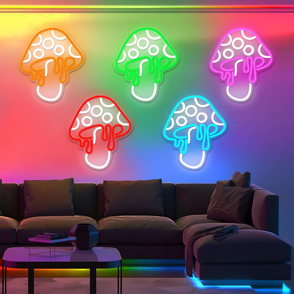 Mushroom Neon Sign Dimmable Led Cute Night Light 3D Wall Art Mushroom Neon Signs for Game Room Bedroom Decor Holiday Gift for Children Kids Girl