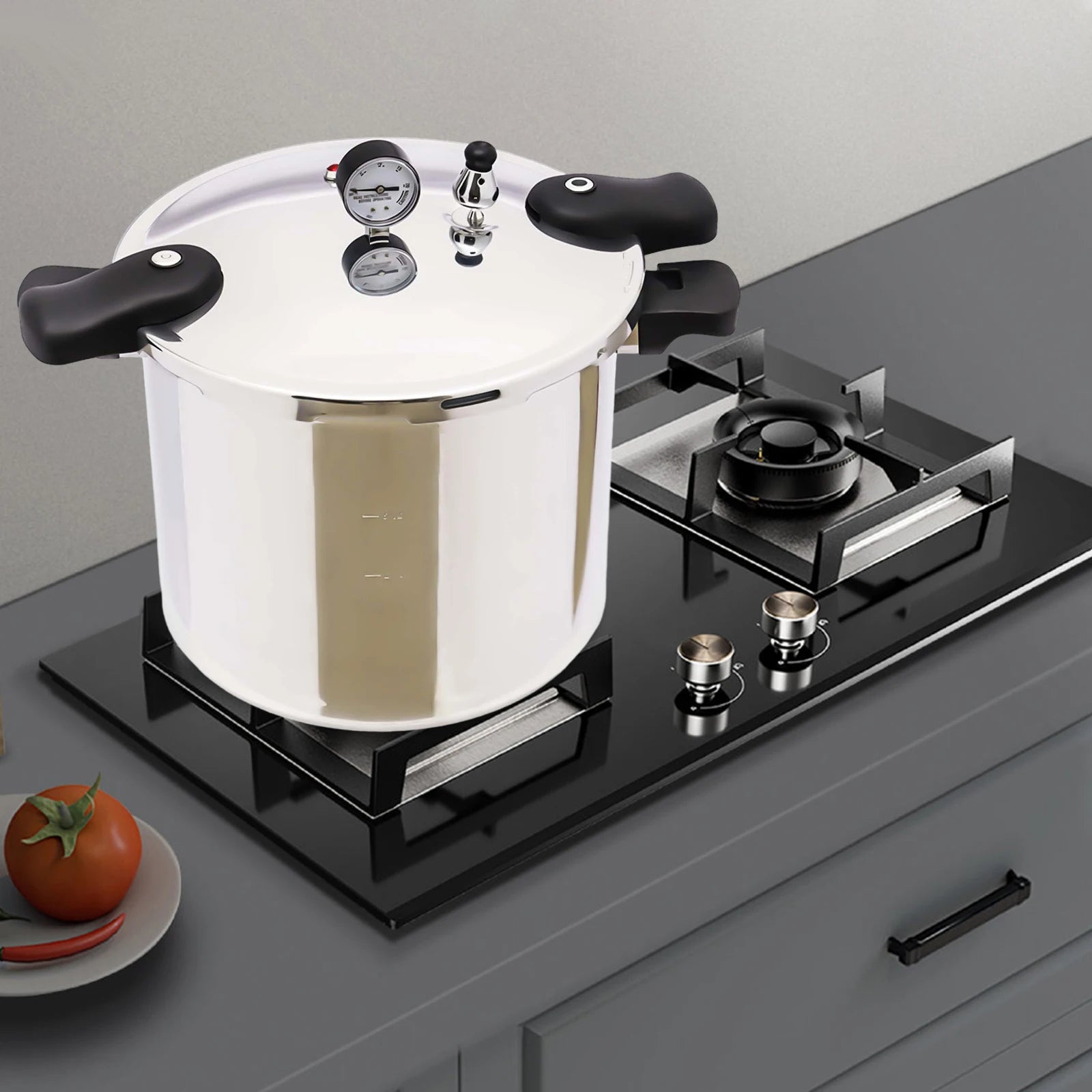 22L Large Capacities Pressure Cooker 90Kpa Commercial Aluminum Alloy Explosion-Proof Pressure Cooker for Gas Stoves 32*28Cm