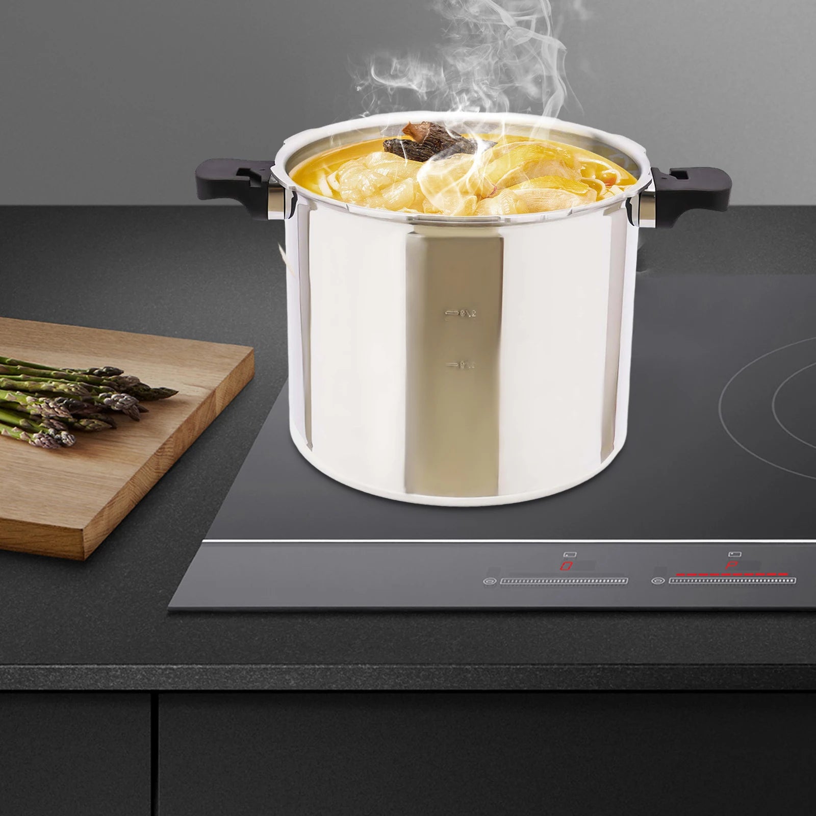 22L Large Capacities Pressure Cooker 90Kpa Commercial Aluminum Alloy Explosion-Proof Pressure Cooker for Gas Stoves 32*28Cm