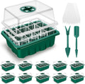 3Rd Gen Seed Starter Tray, 10 Packs Seed Starter Kit (120 Total Cells), Upgraded Thick Seedling Tray with Adjustable Humidity Dome, Plant Germination Trays for Seeds Starting Growing