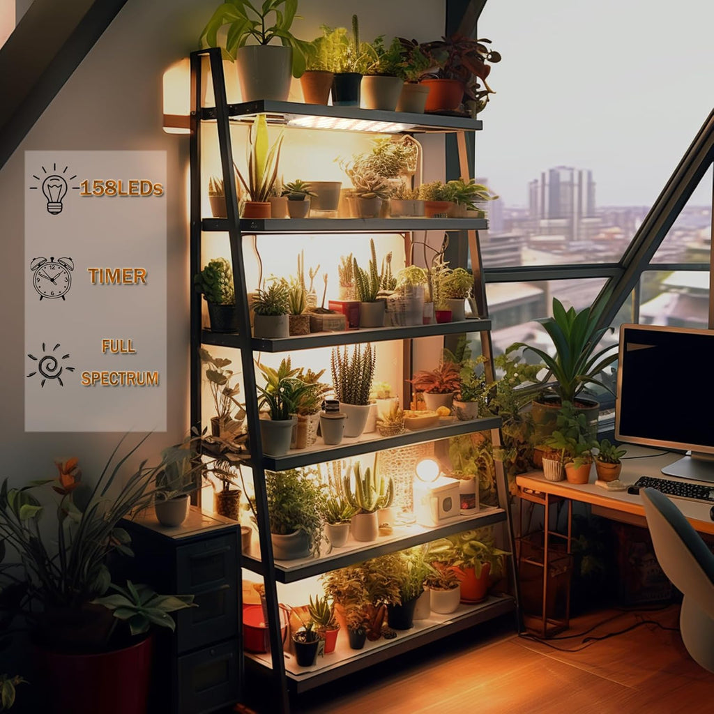 Grow Lights for Indoor Plants,Ultra-Thin Panel Grow Lamp,158Leds Full Spectrum Grow Lights for under Cabinet Plant, Grow Lamp with 3/9/12H Timer,10 Dimmable Levels for Plants Growing(2Pcs)