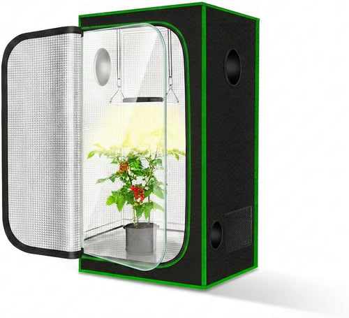 18"X18"X36" Grow Tent, Double Transparent Viewing Door Indoor Grow Tent, Growing Tent with High Reflective Mylar & Floor Tray, Plant Tent for Indoor Hydroponics Growing