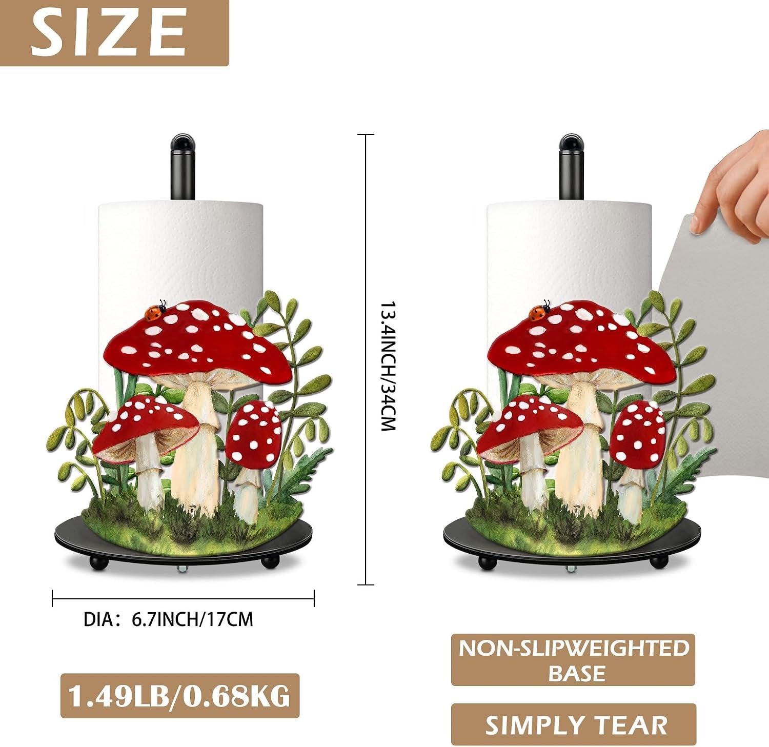 Mushroom Kitchen Decor Gifts, Mushroom Paper Towel Holder | Cute, Farmhouse, Bar, Kitchen, Bathroom Decorations, Housewarming Gifts