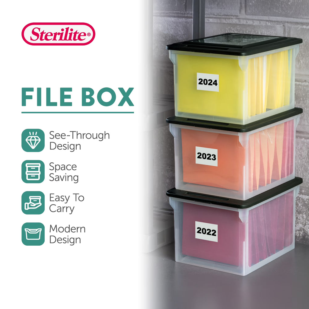 File Box - Clear Plastic Storage Bin - 8 Pack