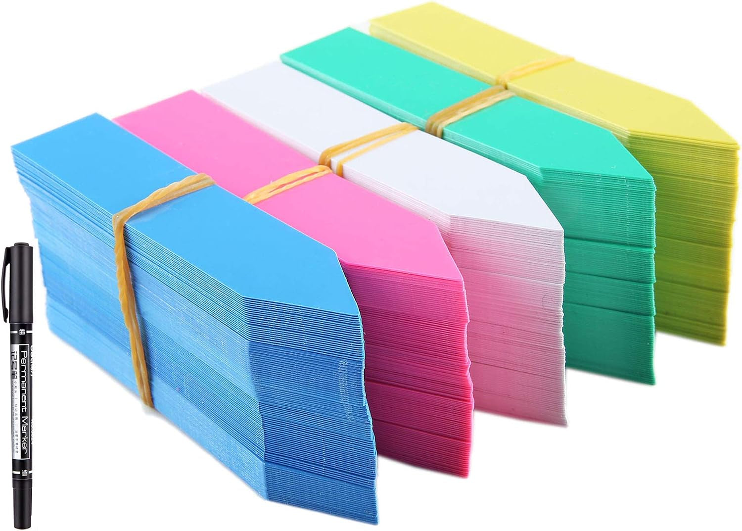 1000 Pcs 4 Inch Plastic Garden Plant Tags Nursery Garden Labels Markers Plant Stakes Waterproof Pot Labels, 5 Colors