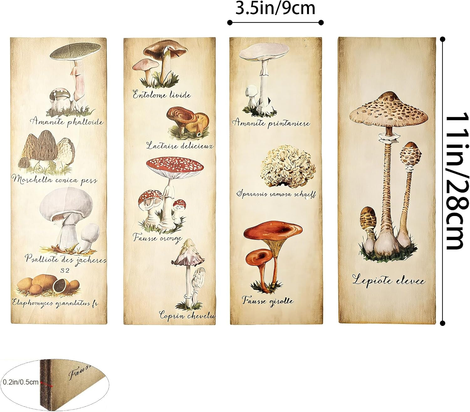 4 Pack Mushroom Wall Posters & Prints Rustic Vintage Aesthetic Mushroom Decor & Decorations for Kitchen, Bathroom, Living Room, Bedroom & Office