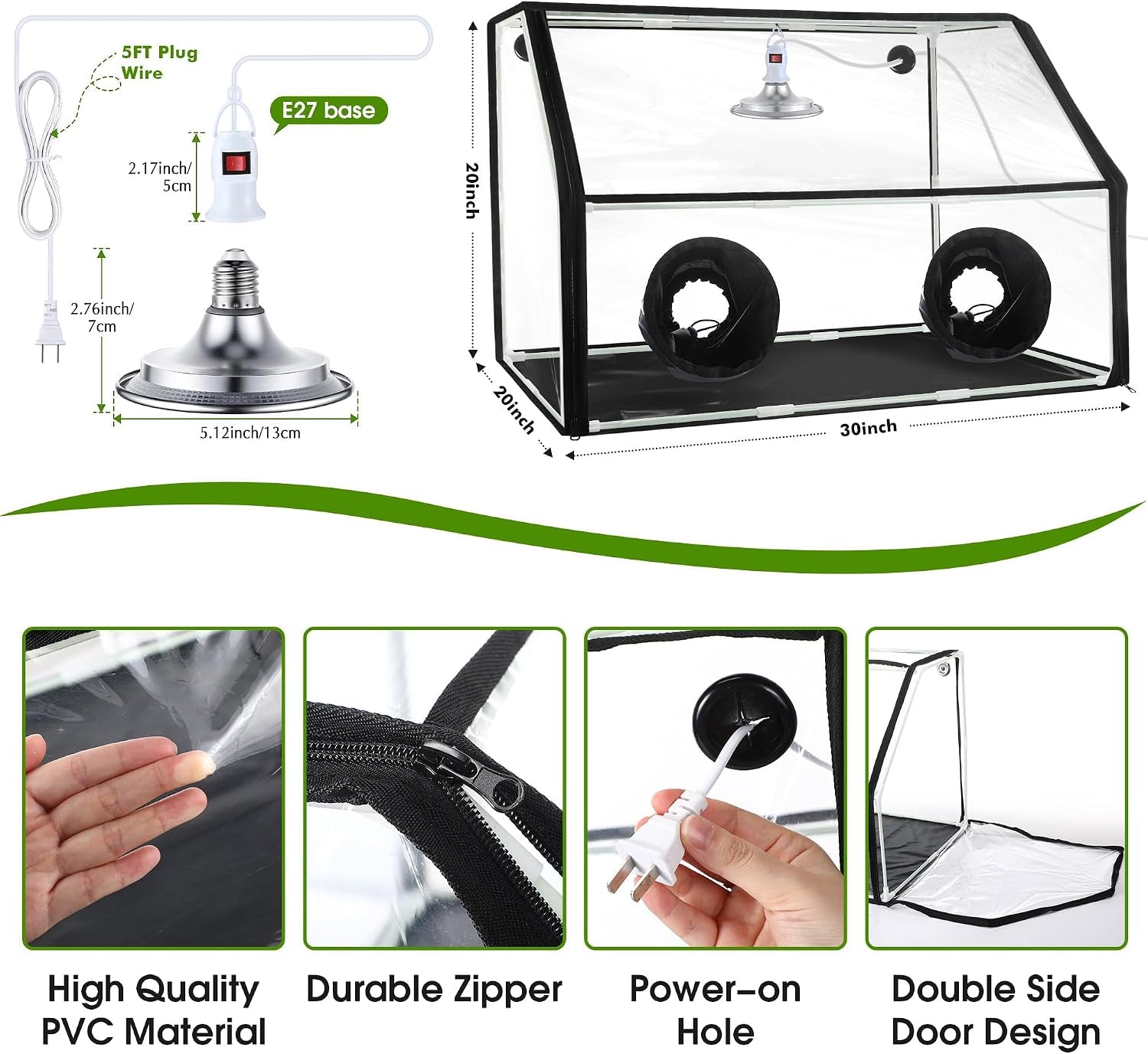 Mushroom Grow Tent and LED Growing Light Kit, 30 X 20 X 20 Inch Portable Large Still Air Box, Mycology Mushroom Growing Kit, Indoor Propagation Stations with 48 LED Mushroom Grow Lamp(Black)
