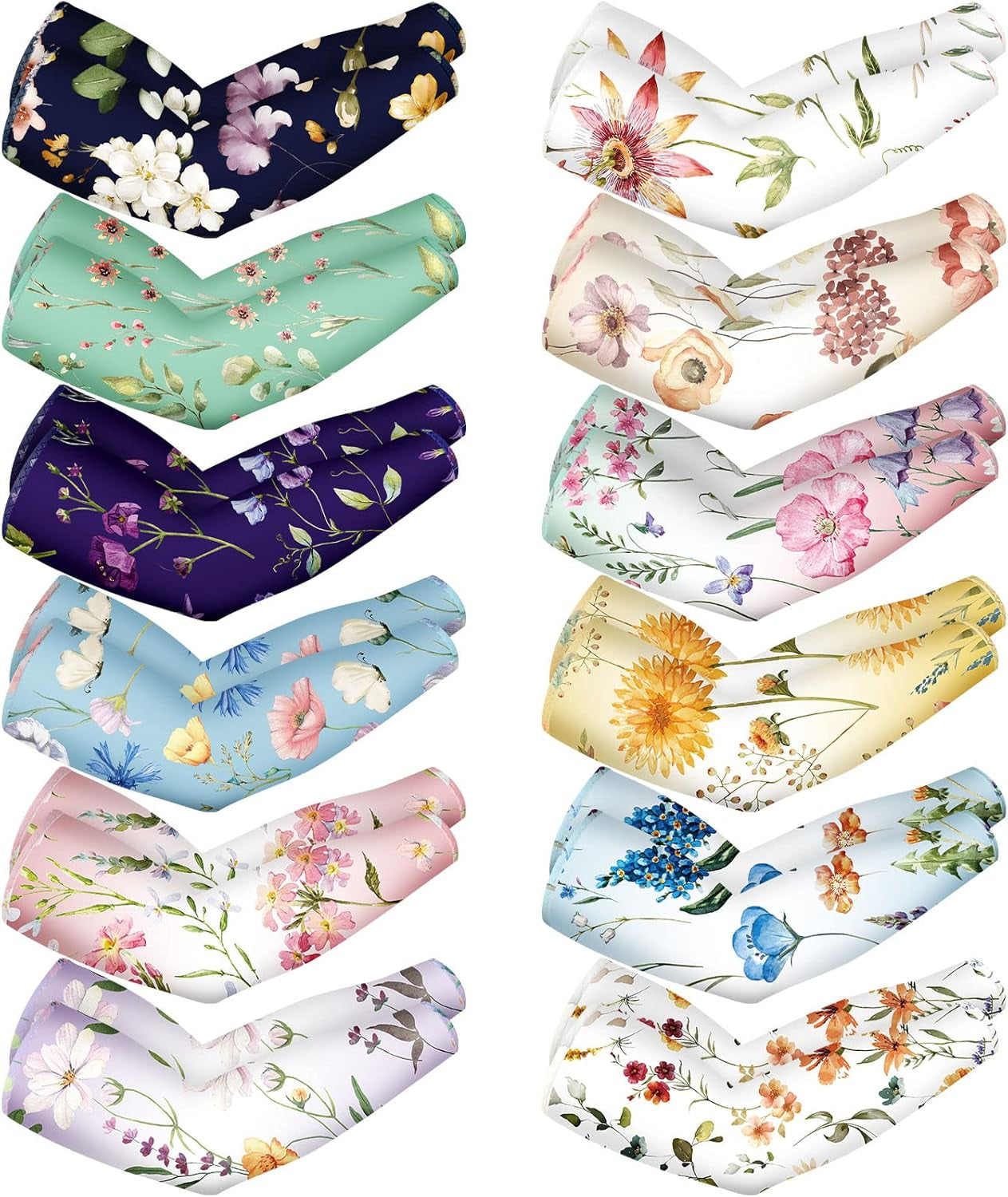 12 Pairs Gardening Arm Sleeves Sun Protection Flower Arm Sleeves UV Protection Cooling Cover for Farmer Running