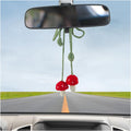 Mushroom Car Hanging Ornament, Cute Handmade Crochet Vehicle Rear View Mirror Pendant, Knitted Automotive Interior Decoration Charm Accessories, Universal for Sedan Truck SUV