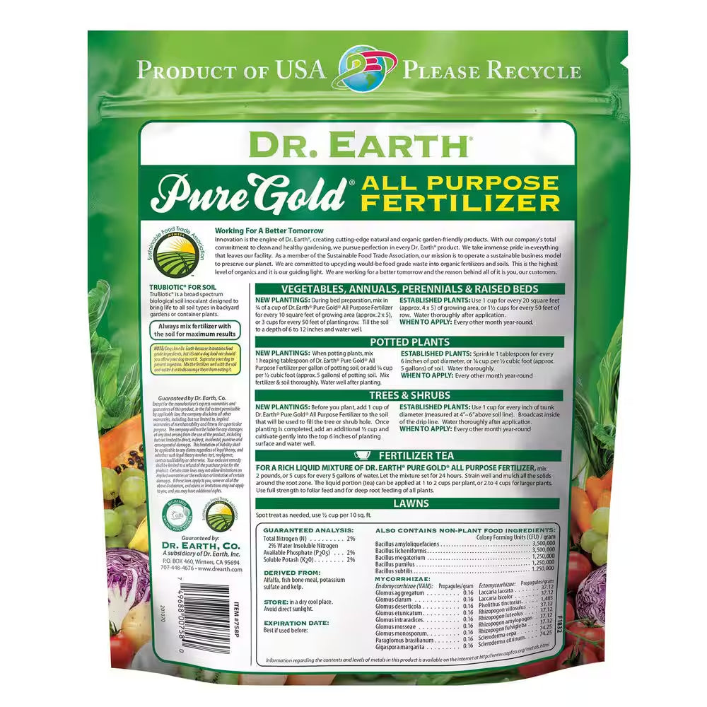 3 Lbs. 45 Sq. Ft. Organic Pure Gold All Purpose Dry Plant Fertilizer Pelletized