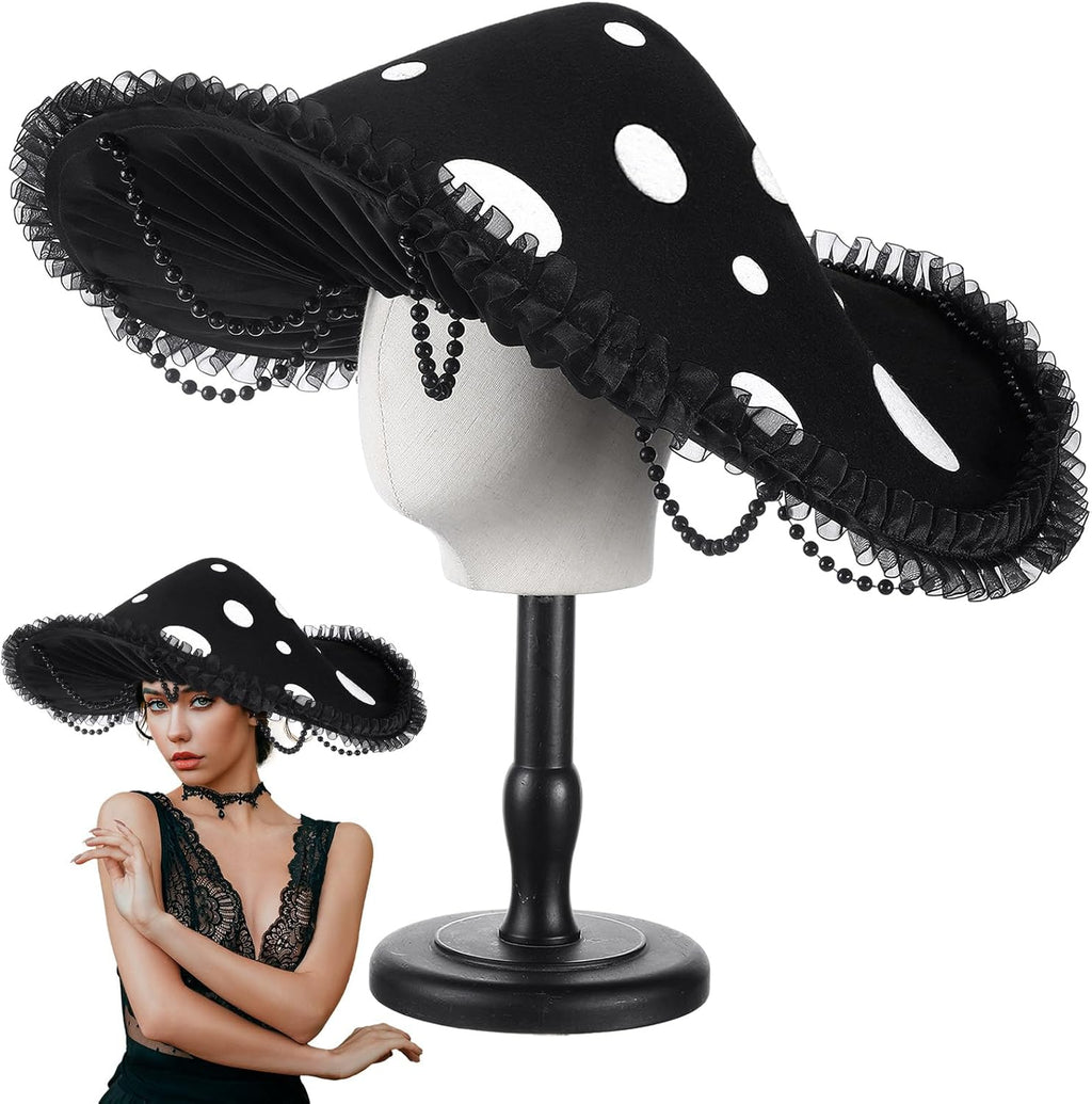 Mushroom Hat Costume Cosplay Accessory Party Hat Cap,Oversized with Wired Brim