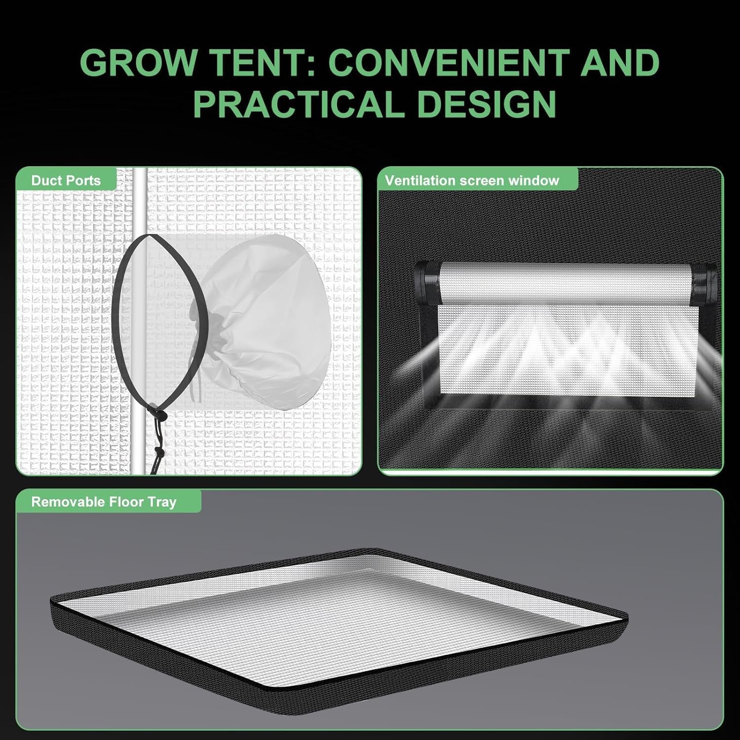 18"X18"X36" Grow Tent, Double Transparent Viewing Door Indoor Grow Tent, Growing Tent with High Reflective Mylar & Floor Tray, Plant Tent for Indoor Hydroponics Growing