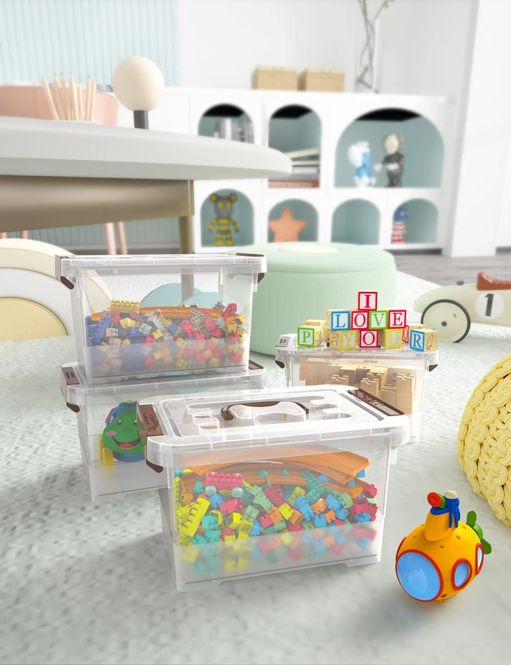Clear Storage Latch Box, 6 Pack Storage Organizer Bins with Latching Handle and Lids, 3.5 Quart