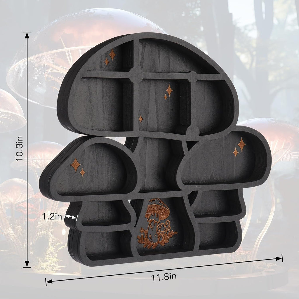 Wooden Mushroom Decor Cute Wall Decor Floating Shelves Crystal Display Shelf Witchy Home Decor Funny Mushroom Bathroom Decoration Spiritual Decor Mushroom Gifts (Cute)