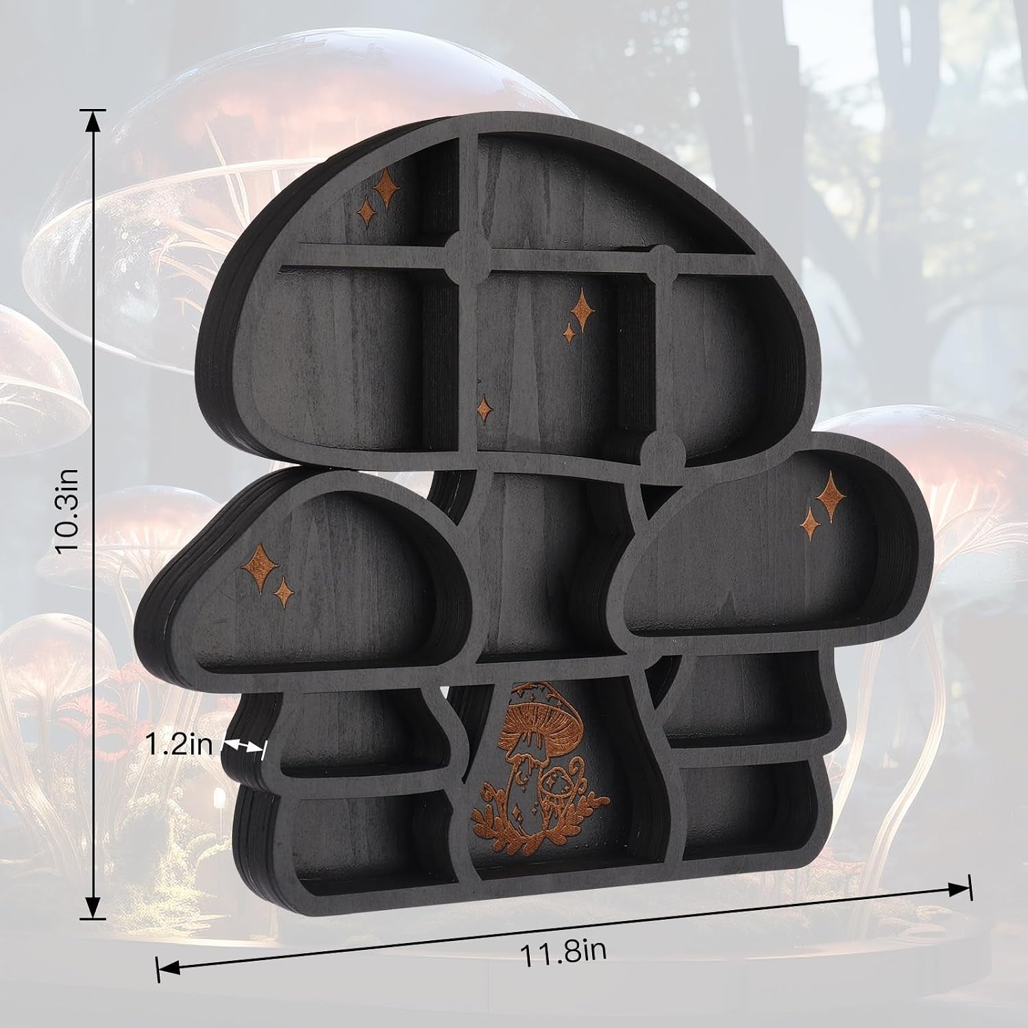Wooden Mushroom Decor Cute Wall Decor Floating Shelves Crystal Display Shelf Witchy Home Decor Funny Mushroom Bathroom Decoration Spiritual Decor Mushroom Gifts (Cute)