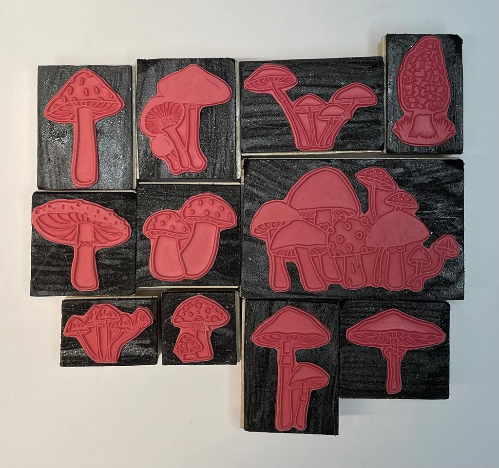 Mushroom Rubber Stamp Set, with Morel Mushroom
