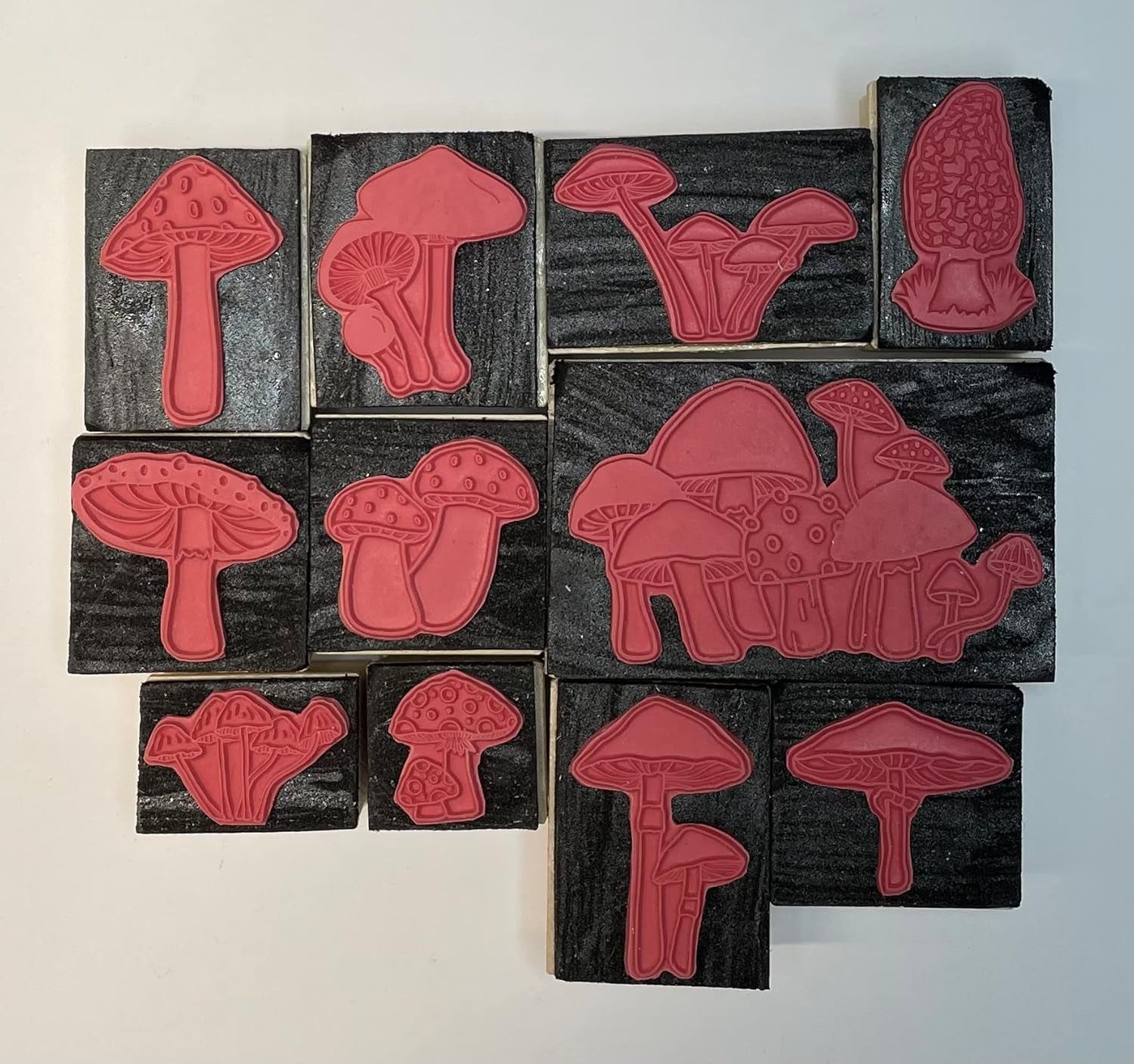 Mushroom Rubber Stamp Set, with Morel Mushroom
