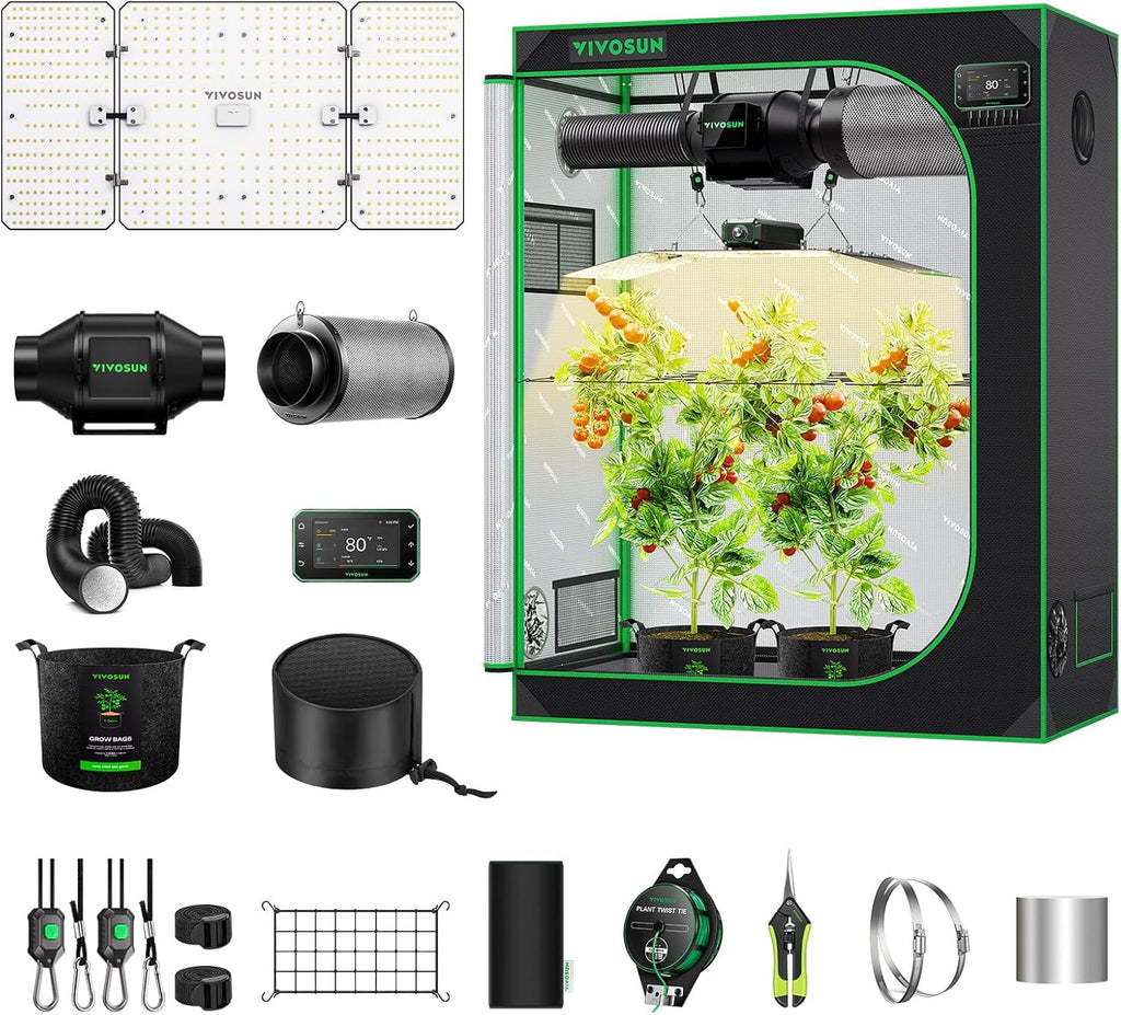 VIVOSUN Smart Grow Tent Kit 4 × 2Ft, 24“X 48” 2-Plant Wifi-Integrated Automatic Grow System with 200W Full Spectrum LED Grow Light, Efficient Ventilation System with Growhub E42A+ Controller