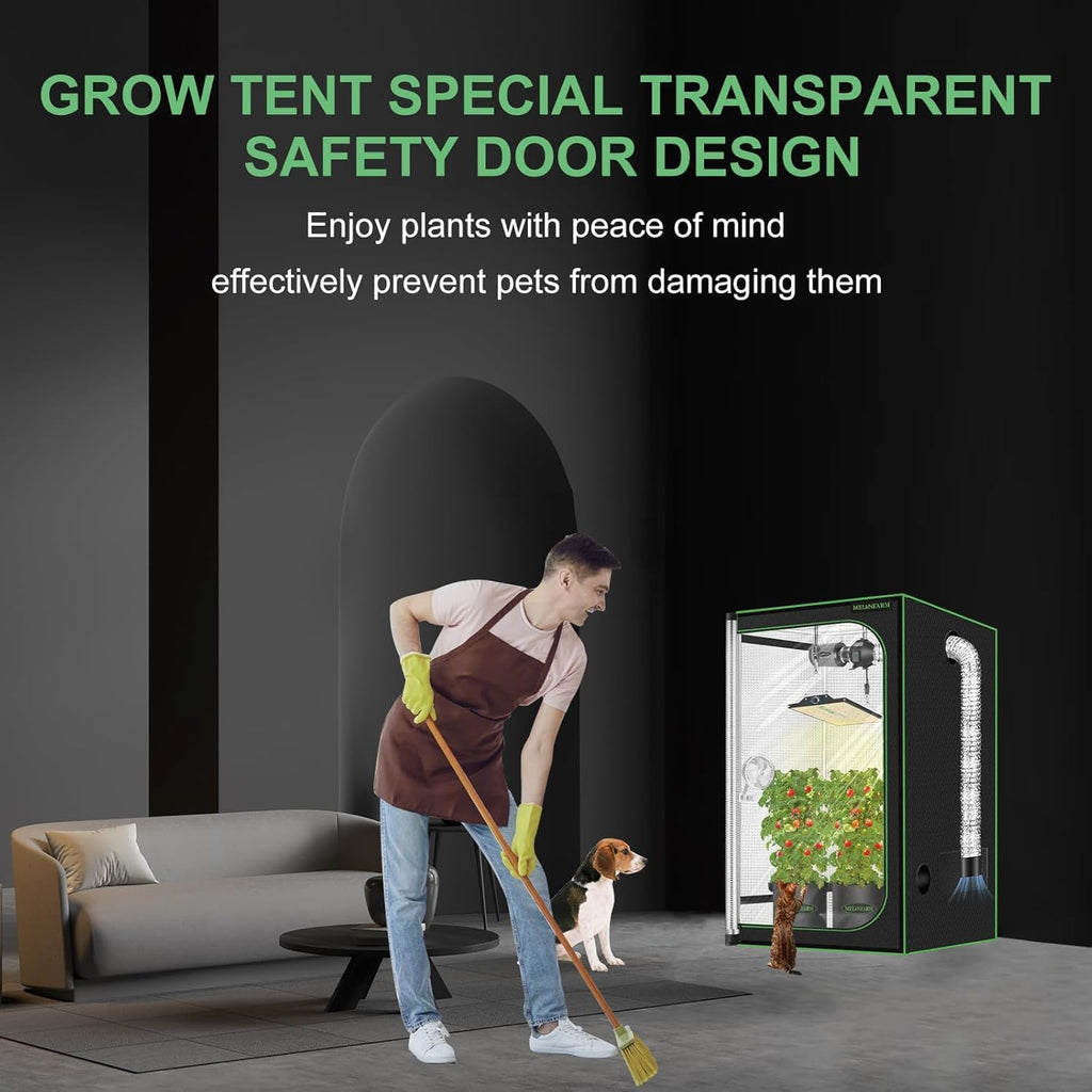 18"X18"X36" Grow Tent, Double Transparent Viewing Door Indoor Grow Tent, Growing Tent with High Reflective Mylar & Floor Tray, Plant Tent for Indoor Hydroponics Growing