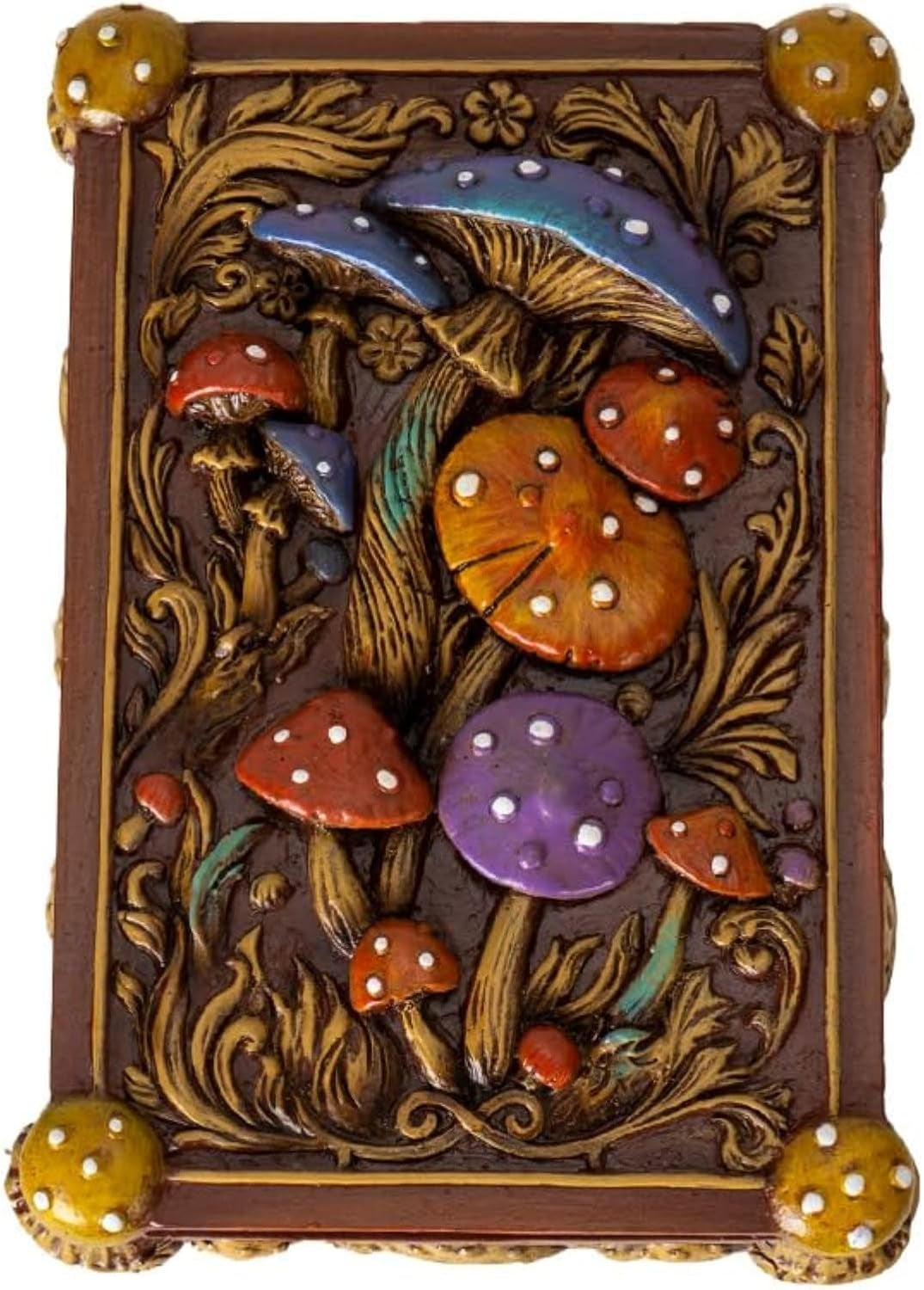 Enchanted Mushroom Tarot Box with Colorful Toadstool Forest Design Ideal for Tarot Jewelry Trinkets or Home Decor 5.83" Long