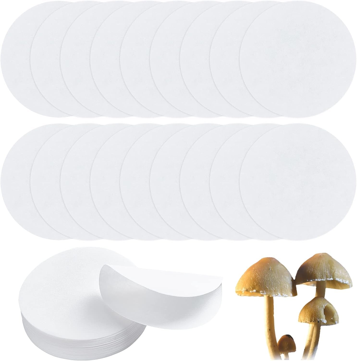 50Pcs Synthetic Filter Discs 90 MM Laboratory Quantitative Ashless Filter Paper Medium Speed Wide Mouth Size Funnel Filters Paper for a Buchner Funnel, Mushroom Cultivation