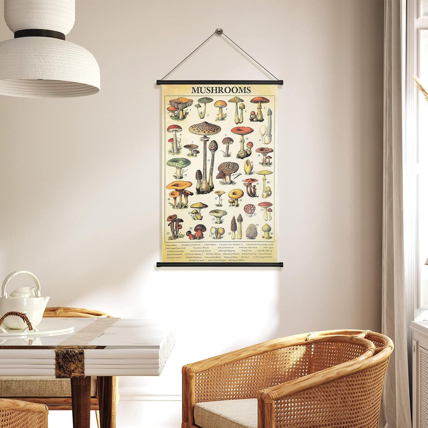 2 Pcs Vintage Mushroom Flower Butterfly Tree Poster Fungus Rustic Wall Hanging Illustrative Reference Chart Poster for Bedroom Living Room, 15.7 X 23.6 Inch(Vintage Mushroom)