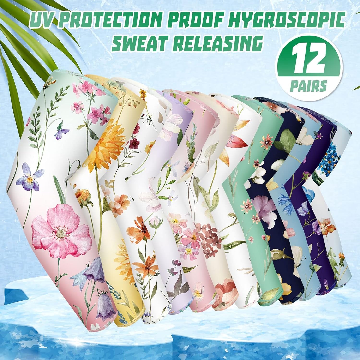 12 Pairs Gardening Arm Sleeves Sun Protection Flower Arm Sleeves UV Protection Cooling Cover for Farmer Running