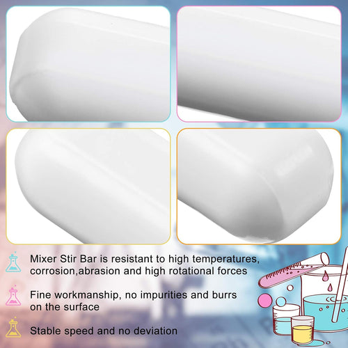 16 Pieces PTFE Magnetic Mixer Stirrer Bar, White Color Stainless Steel Laboratory PTFE Stir Plate Bar, Mixing Plate Magnet Stick (30 Mm/ 1.18 Inch)