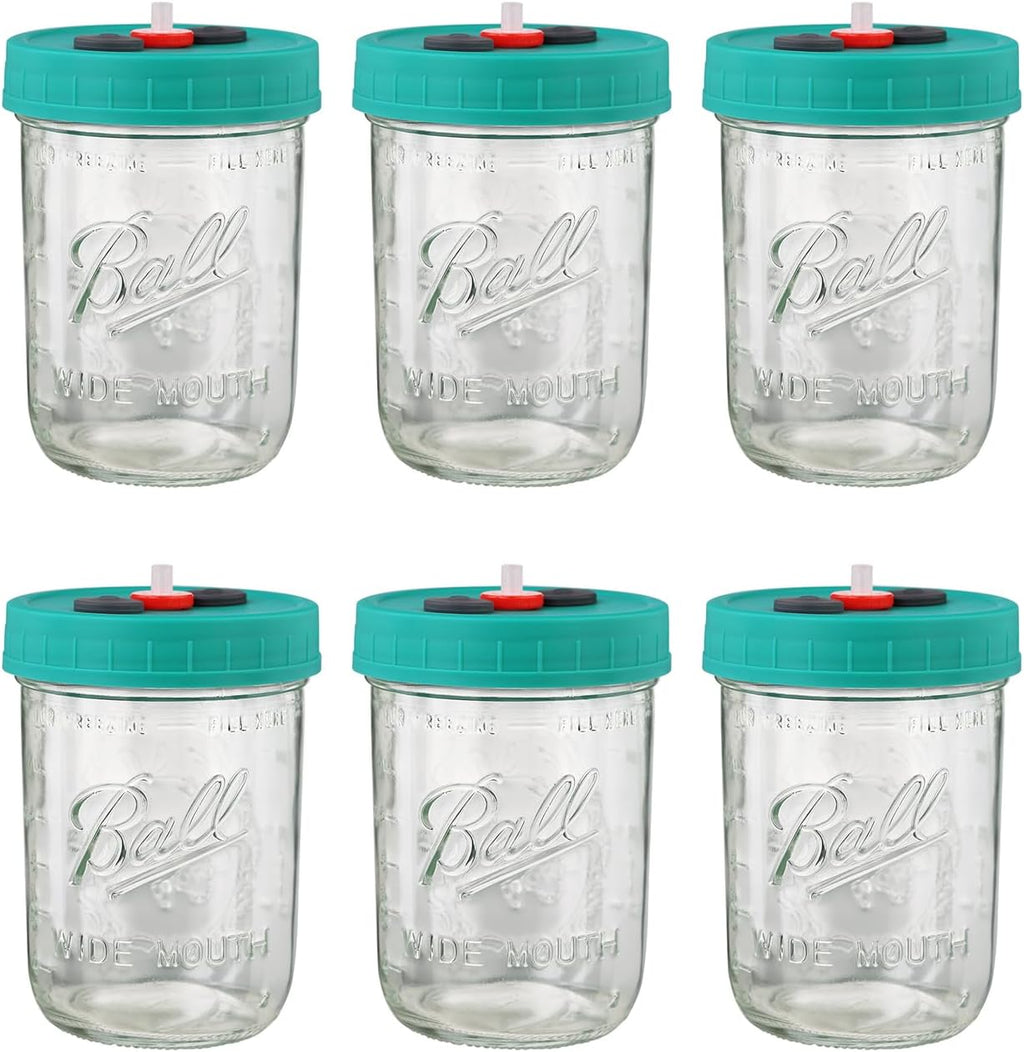 Mushroom Liquid Culture Jar with Self Healing Sealing Injection Port & Syringe Filter Port Mycology Supplies Mushroom Inoculation, Cultivation, Growing Kit 500 ML, 6PCS|PACK