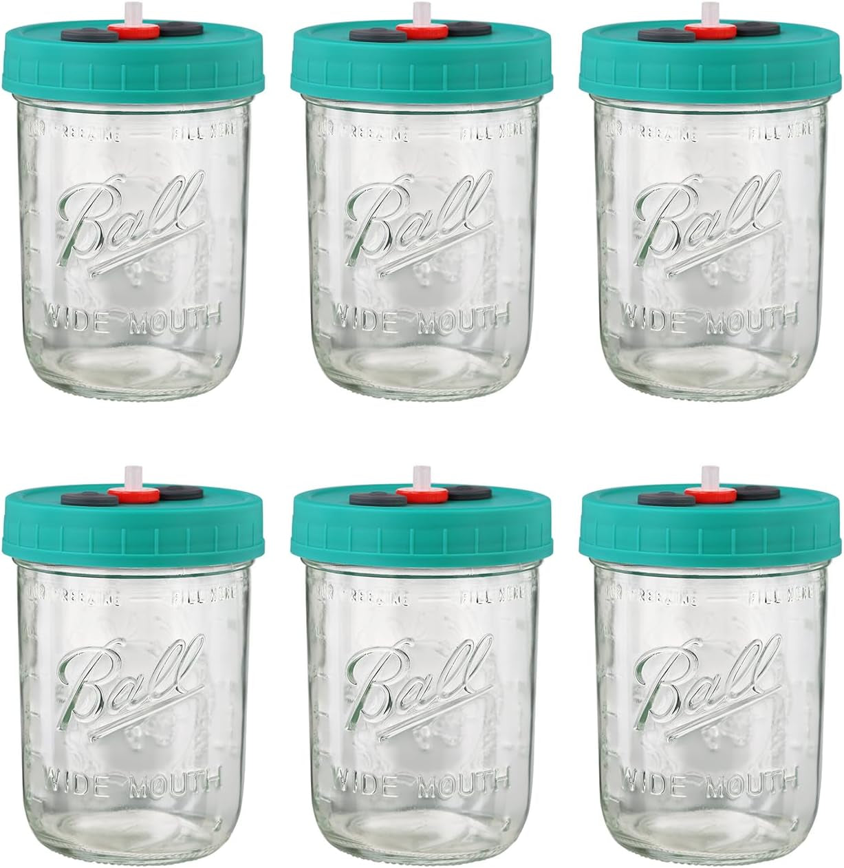 Mushroom Liquid Culture Jar with Self Healing Sealing Injection Port & Syringe Filter Port Mycology Supplies Mushroom Inoculation, Cultivation, Growing Kit 500 ML, 6PCS|PACK