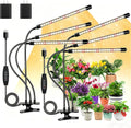 LED Grow Lights for Indoor Plants, 3Heads Grow Lights for Seed Starting, 10 Dimmable Levels & 3 Timer Modes (3/9/12H), Adjustable 360° Gooseneck with Clip, Plant Grow Light 2 Pack