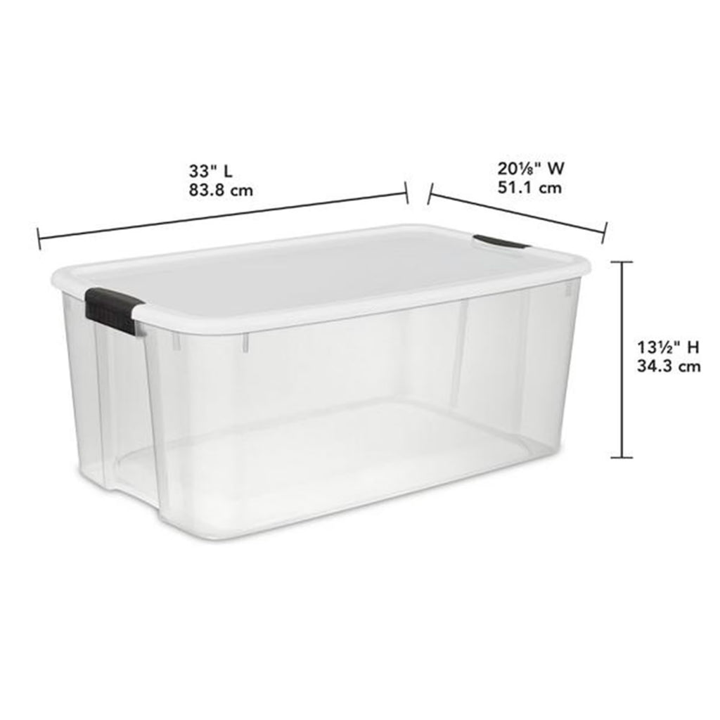 Ultra Latching Storage Tote - Clear Plastic - 16 Pack, 116 Quart