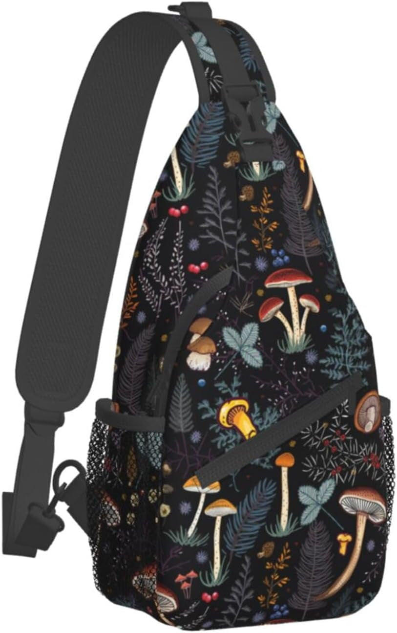 Mushroom Gifts Mushroom Backpack Crossbody Bag Sling Bag for Women Men Travel Hiking Daypack Chest Shoulder
