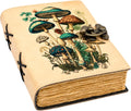 Mushroom Printed Blank Spell Book of Shadow Leather Journal Deckle Edge Paper Witchy Wiccan Journal Spiral Gothic Notebook Grimoire Journal Festival Gifts for Men and Women