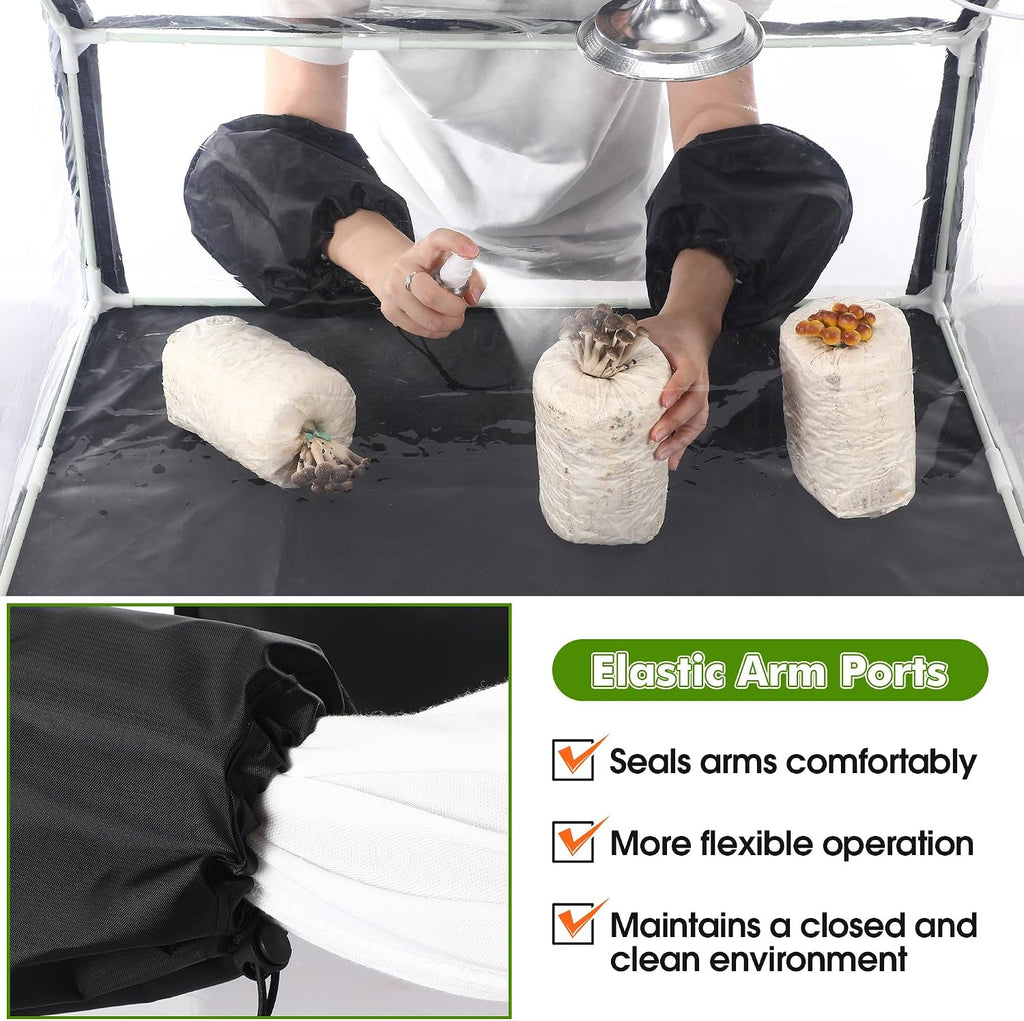 Mushroom Grow Tent and LED Growing Light Kit, 30 X 20 X 20 Inch Portable Large Still Air Box, Mycology Mushroom Growing Kit, Indoor Propagation Stations with 48 LED Mushroom Grow Lamp(Black)