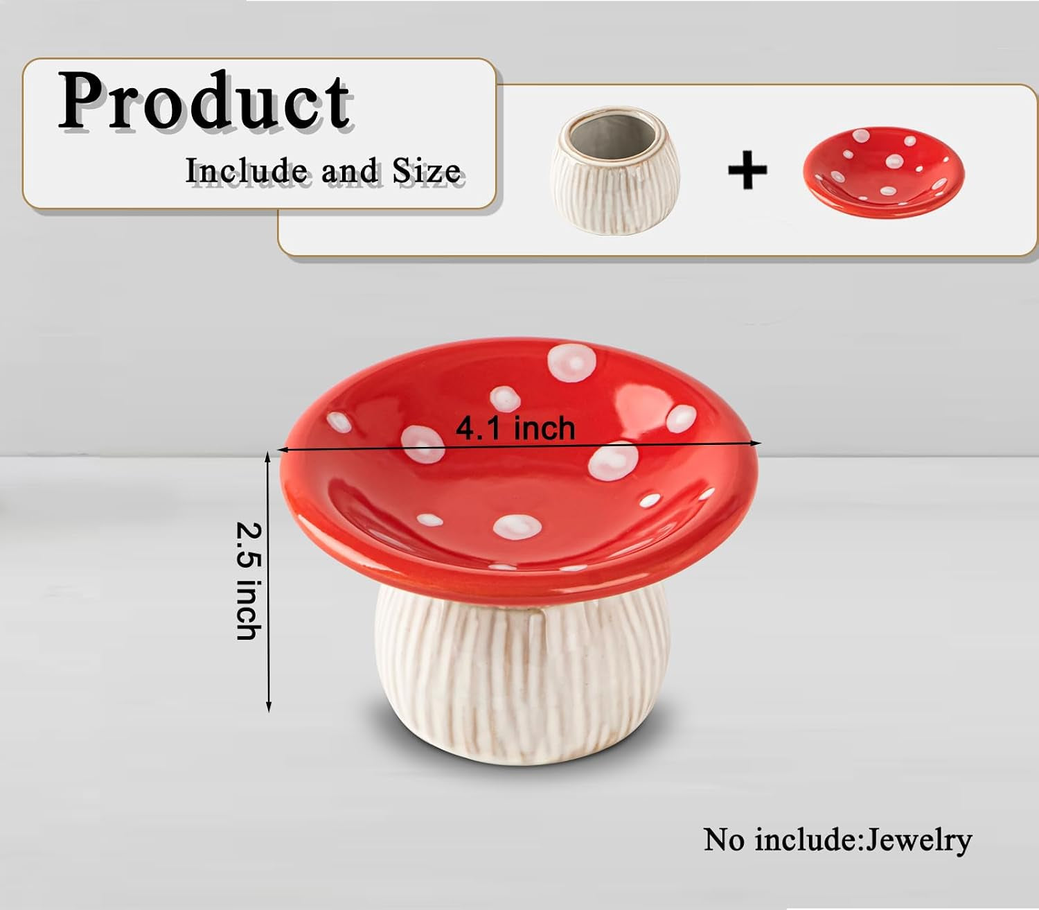 Mushroom Ring Holder Jewelry Tray Red Dish Ceramic Trinket Storage Jar Mini Engagement Ring Holder