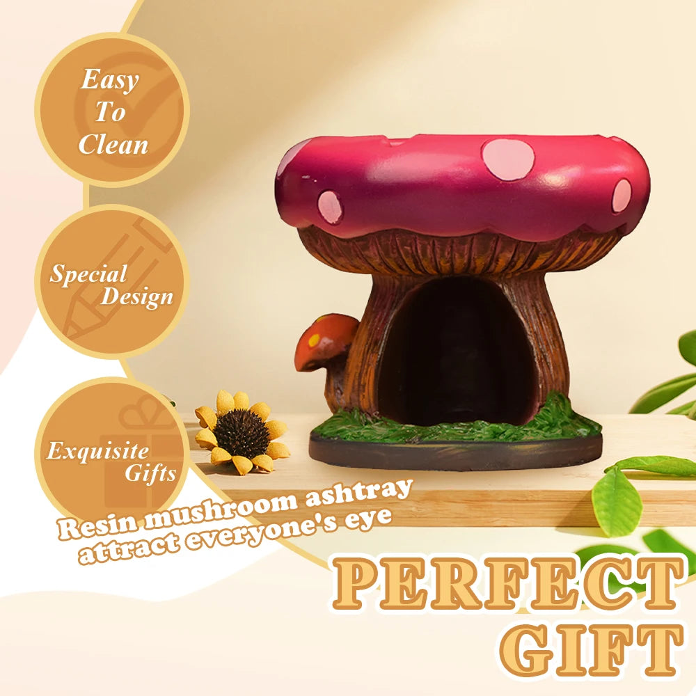 1Pc Mushroom Resin Ashtray Mushroom Cartoon Ashtray Mushroom Creative Fashion Ashtr 13.3Cm/5.24Inch Wide Storage Box and Ashtray